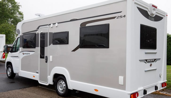 Champagne sidewalls with new graphics make the 2018-season Elddis Encore motorhomes stand out