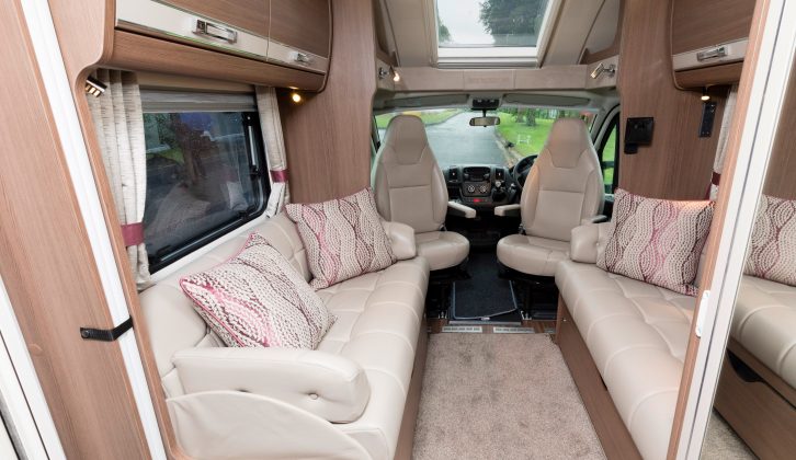 Pet-friendly ‘Arran in Mulberry’ upholstery is used in the new-season Encore ’vans, like this 254