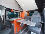 These bright-orange (£300) kitchen and cupboard units give the Auto Campers MRV a fun, quirky look and make the interior much brighter