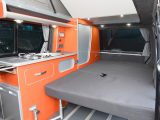 Getting the bed ready at night is simple, but you can only have it in the lower position if you don’t have any extra travel seats fitted