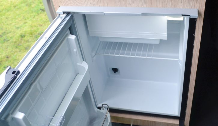 The 38-litre Vitrifrigo compressor fridge, tucked in under the worktop at the end of the kitchen unit, has mains and 12V sockets