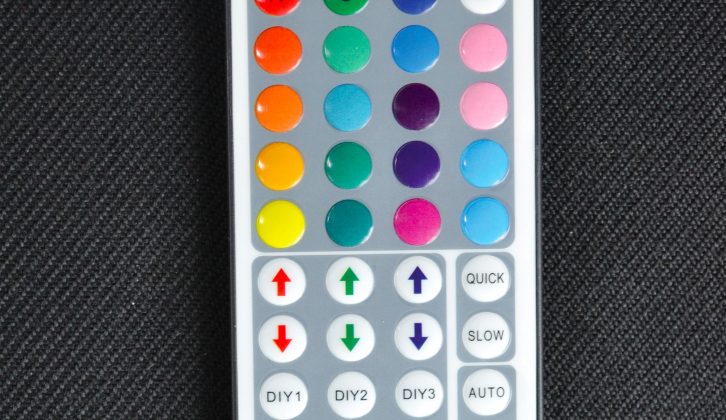 Remote control LED striplighting offers a choice of colours to match your mood, which is quite fun