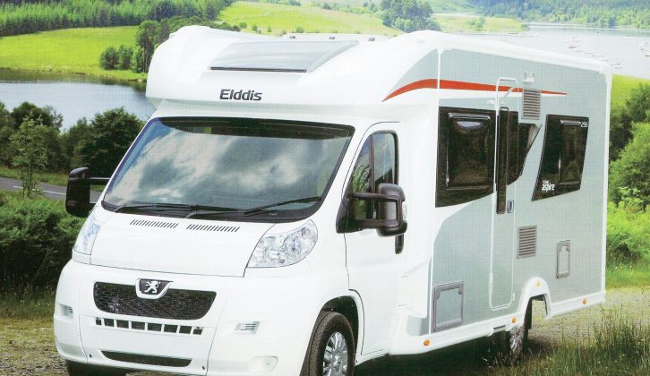 Elddis Aspire’s silver-grey sides and stylish low-profile overcab moulding really look the part