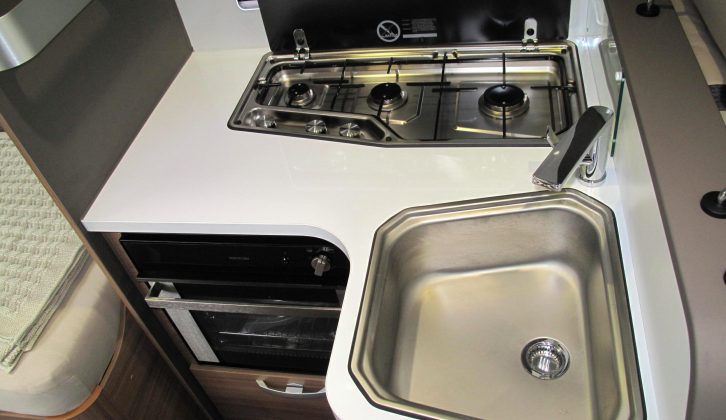 Worktop space is in short supply, but the three-burner hob is neat and space-efficient