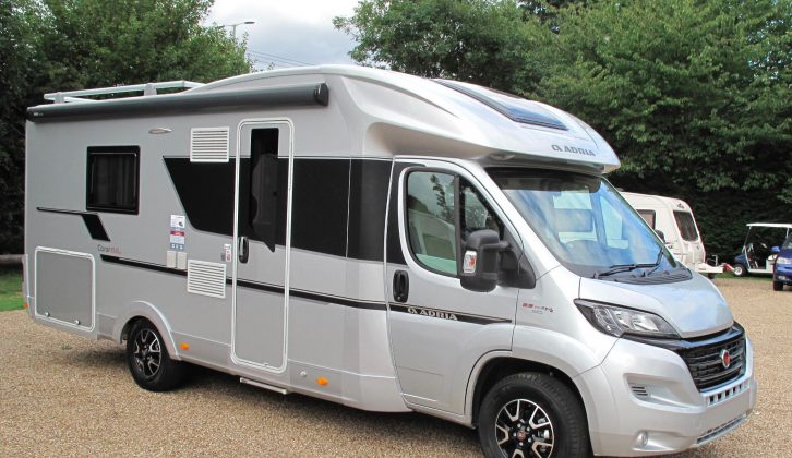 The silver 2018 Adria Coral Supreme 670 SLT is certainly a head-turner – and has a handy 3500kg MTPLM