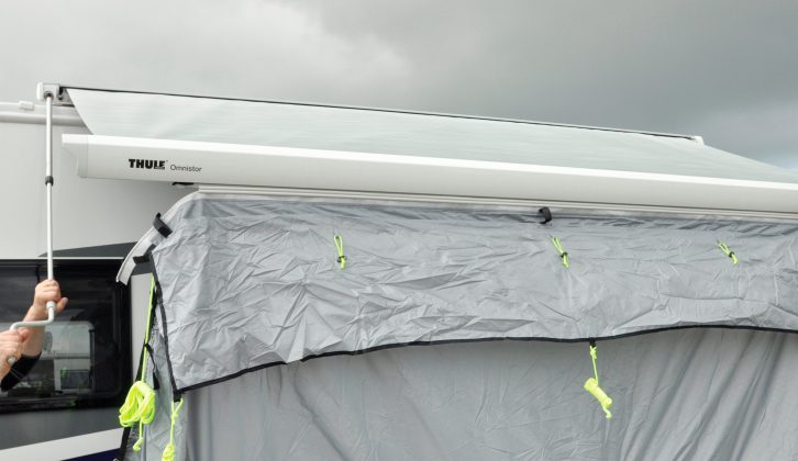 Lower your canopy for attachment to its rail