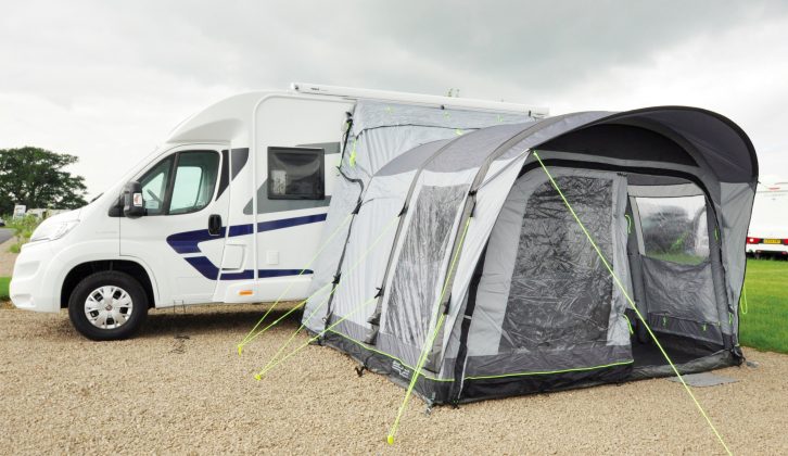 This motorhome awning by Outwell weighs 24.6kg and has a pack size of 37 x 77cm