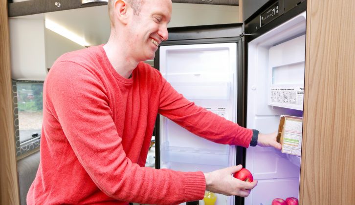 The 138-litre slimline fridge has a removable freezer compartment and looks really smart, with an American-style handle