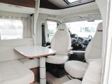 With both cab seats swivelled, you can just about squeeze six into the front lounge – the table itself will allow for four diners