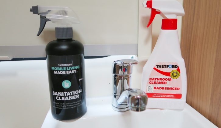 There are specific cleaning products for motorhome toilets, sinks and showers