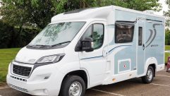 The Elddis Accordo 105's Azure Blue aluminium sidewalls are new for the 2018 touring season