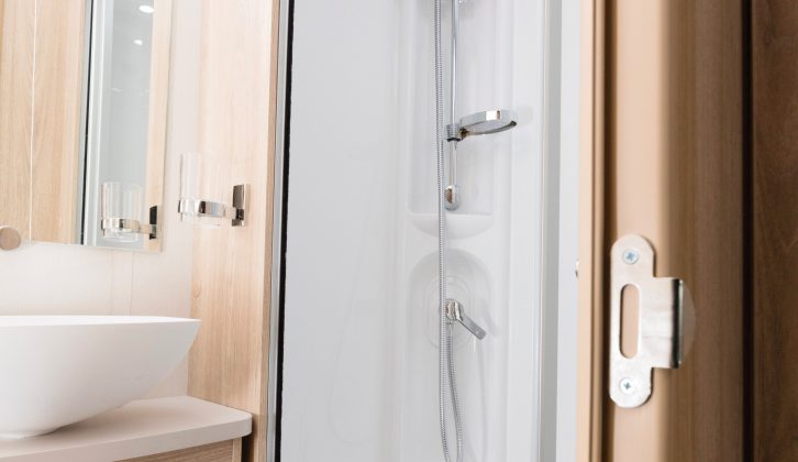A real bonus is the new-for-2018 separate shower cubicle – it’s a good size, has a solid bi-fold door, and features a useful light up top