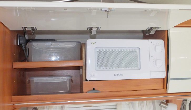 Here is the finished microwave in place – the work took about three hours in total