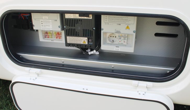 Rapido’s ‘Nova Box’ hatch arrangement provides straightforward exterior access to the fuse box and other electrical systems