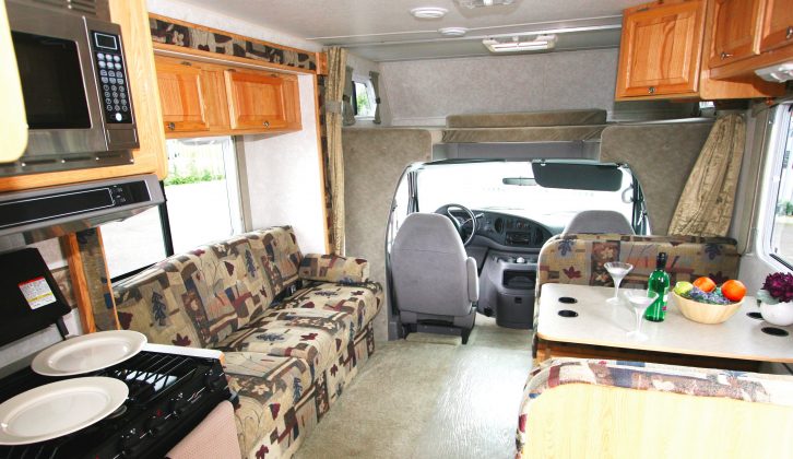 The 28QS (C-Class) has lounge and bedroom slide-outs, as well as a booth dinette