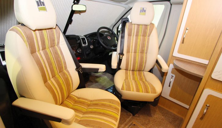 At the other end of the motorhome, the two cab seats swivel to provide a pair of comfy armchairs
