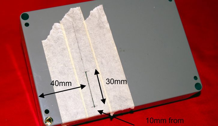 Mark and cut a slot in the main box bottom – its width is determined by the thickness of the aluminium being used
