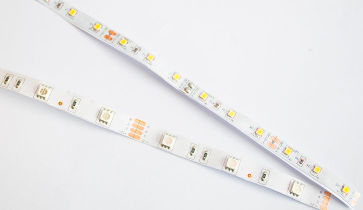 LED strips are identified by a number, such as 3528, which indicates their size in millimetres – here, 3.5mm x 2.8mm