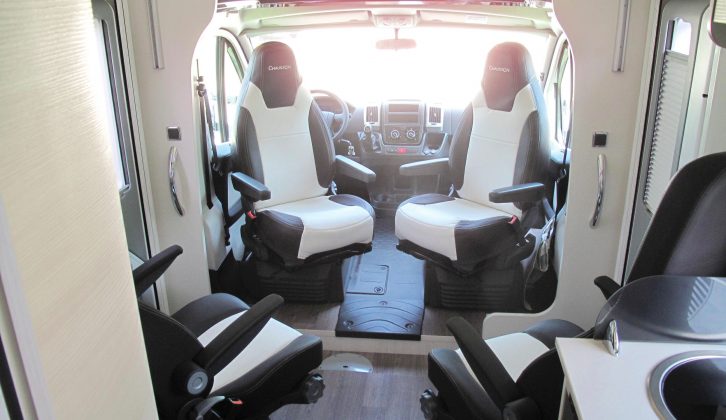 Swivel the cab seats to make a front lounge that four can enjoy