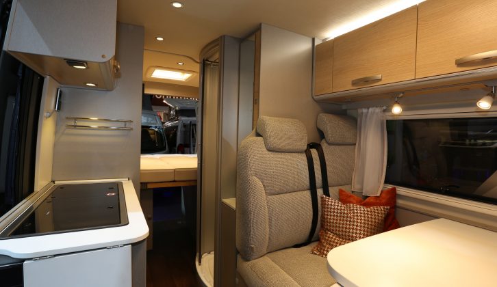 This HymerCar Free 600 is one of two models in the new range – it has a transverse double bed across the back