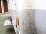 Algae, leaves, grit and dirt can be found on a motorhome stored for winter without a cover