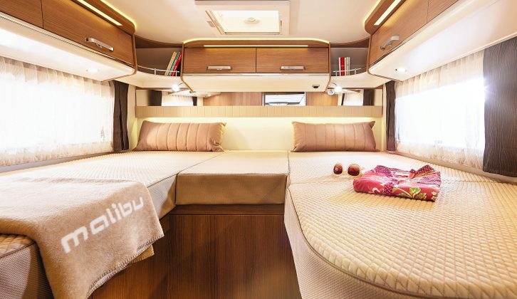Fixed single beds feature in the Malibu I460, one of five new A-classes from the brand