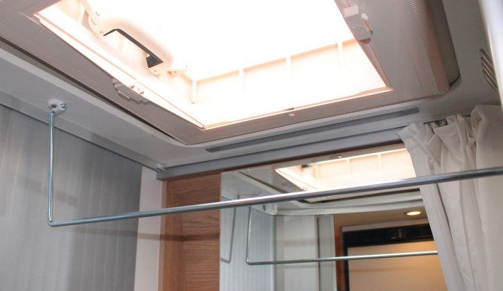 The rooflight is very welcome, as is this drop-down drying rail (part of the £1230 Basic Pack)