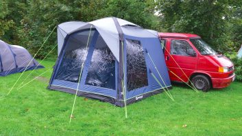 In reality, the Outwell Milestone Pace Air is more a freestanding tent with clever awning features
