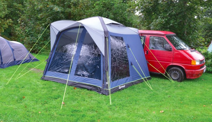 In reality, the Outwell Milestone Pace Air is more a freestanding tent with clever awning features