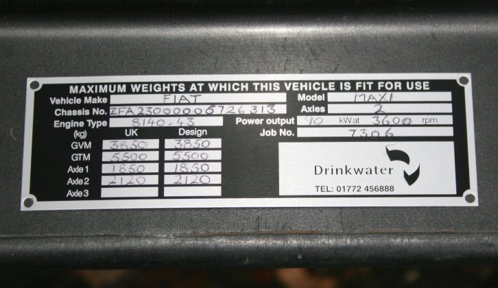 Look at your motorhome's data plate or handbook to find the gross train weight
