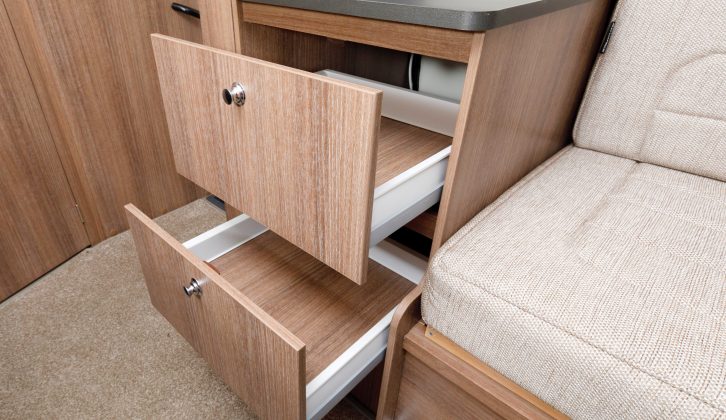 These deep drawers sit beneath a useful worktop