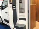 The Lunar Cassini EL's accommodation door has a window, a bin and a flyscreen – not bad for an entry-level motorhome