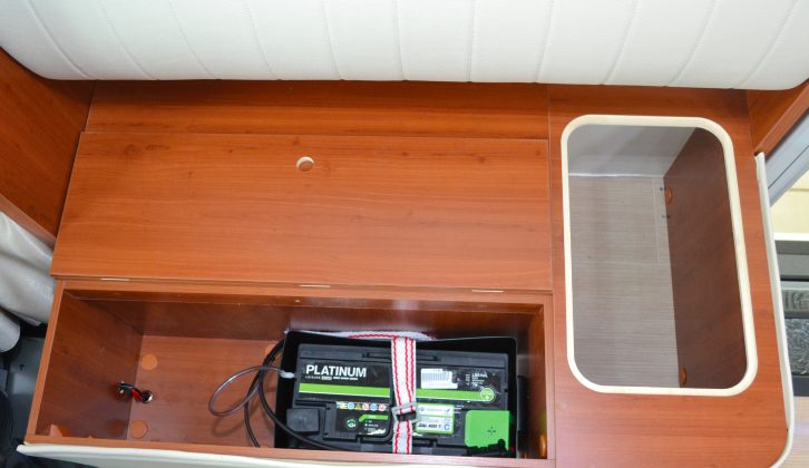 Storage under the side sofa includes space for the battery