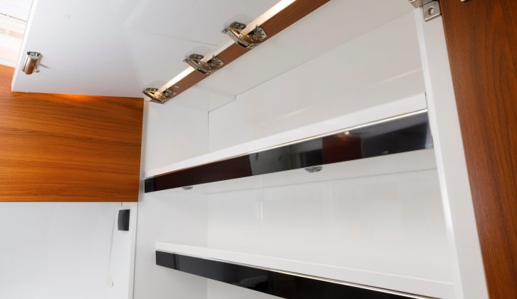 You’ll find seven lockers in the bedroom and another five in the lounge, which should keep most motorhome owners happy