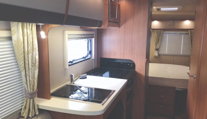 The Imala 732 features a well-equipped kitchen and an island bed.