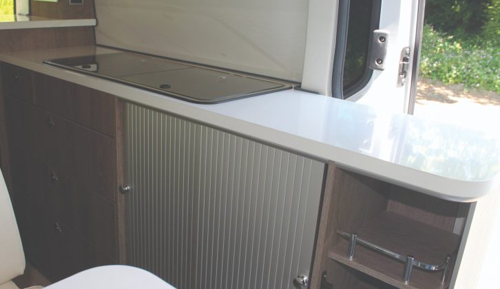 The R535's kitchen stretches along the nearside of the 'van, with plenty of workspace