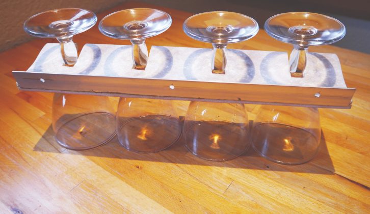 Try glasses in the holder to ensure the spacing keeps them apart.