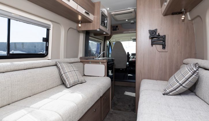 The Avantgarde CV20 is a two-berth with a rear lounge long enough to house two single beds that can also be made into a double