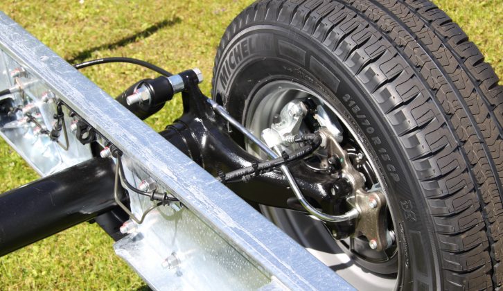 Detail of the AMC chassis, showing the torsion bar axle tube
