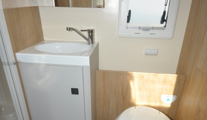 While the washroom is not quite the full width of the 'van, it still has space for a separate shower cubicle and full-size sink