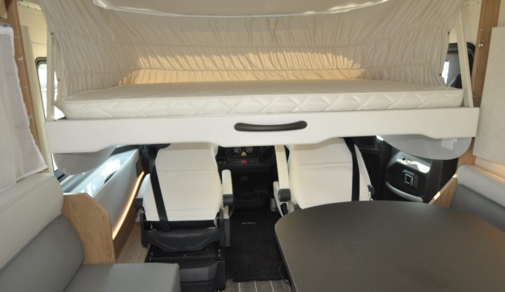 There is an over-cab drop-down bed, plus space for a make-up double in the lounge