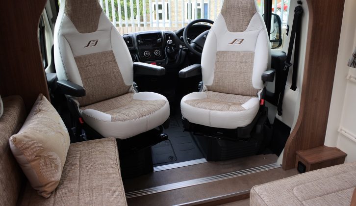 The front cab seats swivel to create a roomy front lounge