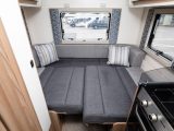 The rear lounge makes up into a double bed, although it isn't the largest we've seen