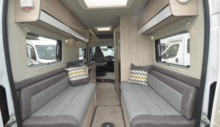 The twin-rear-sofa layout is a van conversion floorplan very much favoured by buyers, and seating covers are removable for cleaning