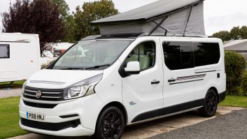 The Randger R535 is a conversion of the Fiat Talento, with a rising roof that features removable concertina fabric