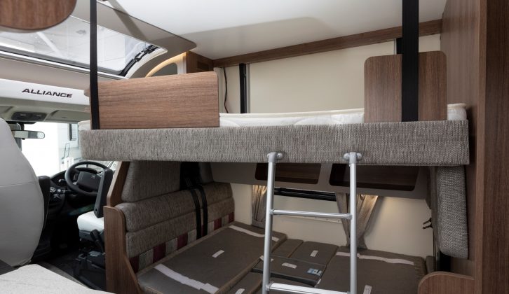 The dropdown bed over the dinette makes a double bunk