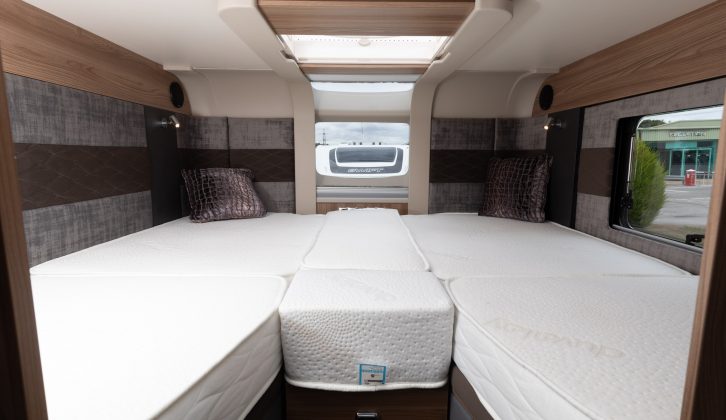 The rear beds are large and hugely comfortable. A middle section will transform two singles into a spacious double