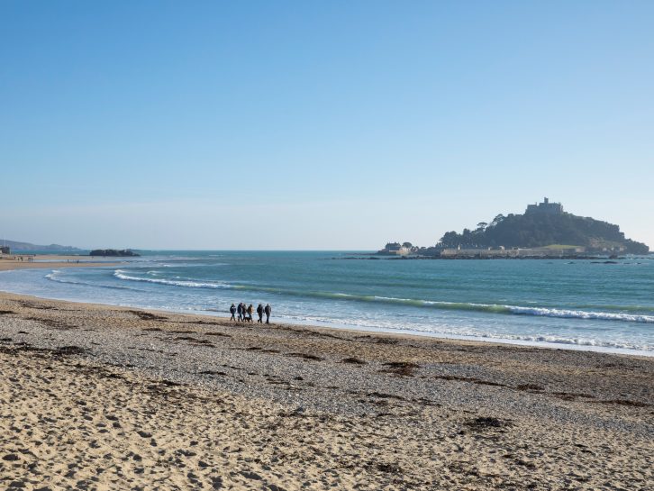 When the tide is out, you can walk across the causeway to the Mount