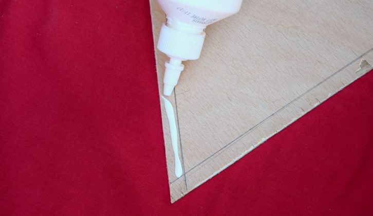 Mark a line 12mm in on one of the triangles and then apply a thin strip of wood glue all round, within the line