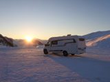 Sarah Wakely caught the rays of Norway's winter sun while testing a Hobby motorhome